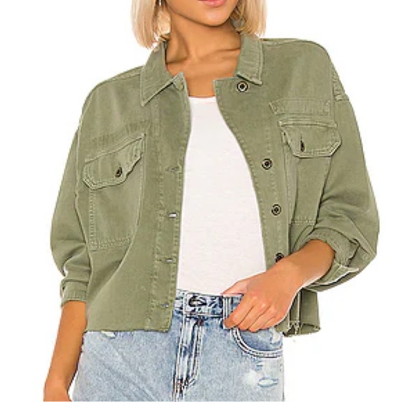 EUC ALLSAINTS szXS/S Morten oversized Olive Green Women's Crop Shirt Jacket… - Picture 1 of 6